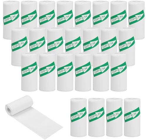 25 Rollen Thermopapier Sofortiges Drucken,Mini Drucker Sticker,Kassenrollen,Geeignet für den Druck von Kassensystemen,Fotos,Aufkleberdrucker,schwarzem Hintergrund und weißem Text (57X25 mm)