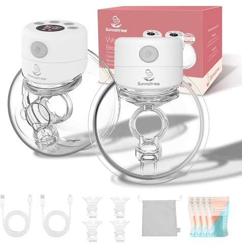 Hands Free Breast Pump S12,Wearable Breast Pump,Double Portable Electric Breastpump for Breastfeeding with 2 Modes,9 Levels,Painless Low Noise Touch Screen,19/21/24mm Insert/Flange,2 Pack White