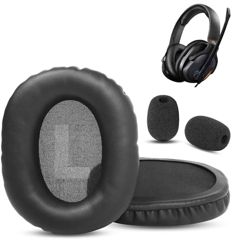Khan Aimo Headset Ersatz Ohrpolster Kompatibel mit Roccat Khan Aimo Kopfhörer(Proteinleder und Memory-Schaum Ersatzpolster)