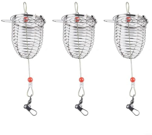 Juego de 10 jaulas de cebo de pesca de alambre de metal diseñadas para pescadores serios (medio y medio)