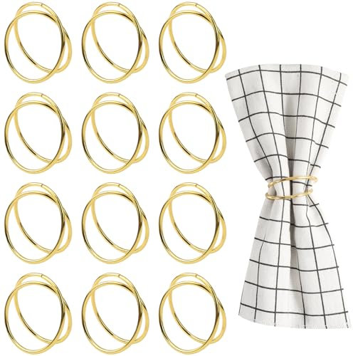 VZXZXE Serviettenringe Silber Metall servietten Ring serviettenringe Set für Hochzeitsfeier Abendessen Jubiläum Urlaubs Party (Gold, 4cm)