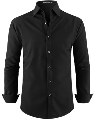 YAOBAOLE Chemise sans Repassage Homme Manches Longues Habillée Formelle Casual Business Coupe Ajustée Chemise Mariage Couleur Unie