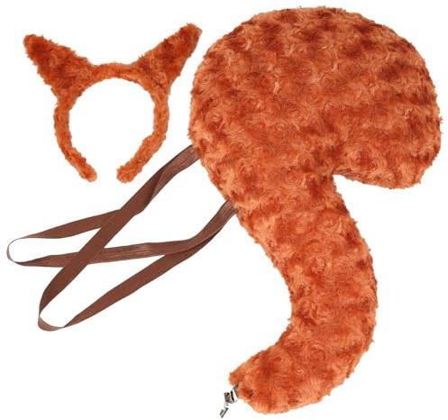 Barn Djurkostym - Ekorre Öronhuvudband och Svans,Mjuk Plyschkostym Tillbehör till Skolprestation Födelsedag Halloween Zoo Evenemang