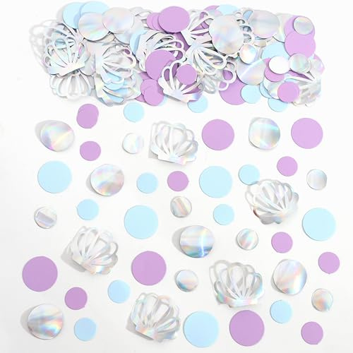 Sea Shell Glitter Confetti - Paper Mermaid Birthday Party Decorations, Coastal Party Foil Confetti, Ocean Themed Decoration, Under The Sea Supplies