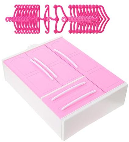 Mikinona Organisateur de Vêtements pour Poupées Abs Côtés avec Cintres Miniatures pour Rangement Vêtements Poupée Armoire Miniature Décorative pour Chambre Fille