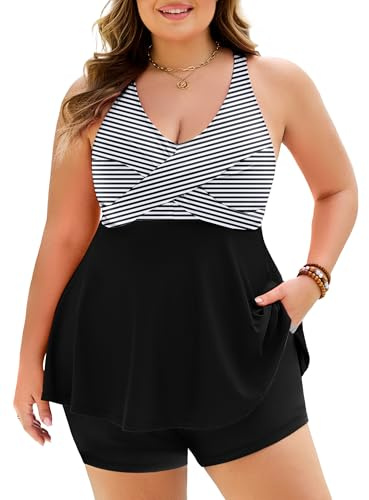 NIeyook Plus Size Black Bathing Suit Push up Tankini for Women High Waisted 2 Piece Swimsuit Maternity Swimwear 2026