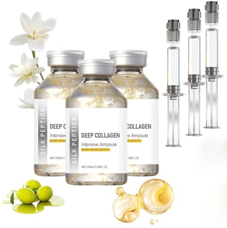 Sérum en ampoule hydratant au collagène et aux peptides de soie, sérum anti-rides, sérum liftant intensif au collagène et aux peptides de soie pour le visage, sérums anti-âge pour (3PCS)