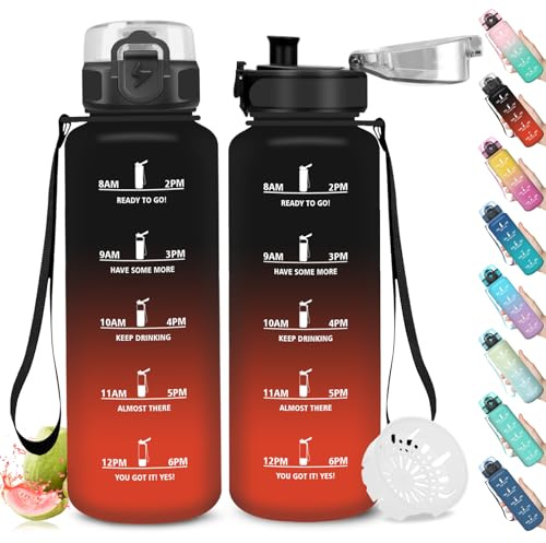 Mujigaga Borraccia 1.5 litri, Borraccia Palestra a Prova di Perdite, Bottiglia Motivazionale con Indicatore del, Facile Pulizia, Borraccie Sportiva con Filtro per Bici, Yoga, Corsa