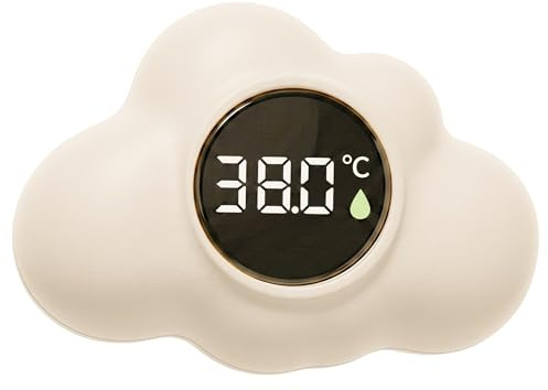 Bath Water Thermometer, Digital Baby Bath Thermometer 3-Color Temperature Alert Floating Cloud Shape for Newborns, Beige.