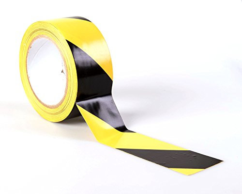 GTSE - Markierungsklebeband - 50 mm x 33 m - Selbstklebendes Absperrband - Gestreiftes Warnband zur Boden und Sicherheitsmarkierung, Flatterband - Gelb/Schwarz