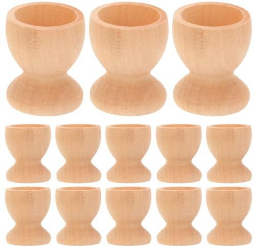 Toddmomy 24Pcs Wooden Egg Cups for Kids Diy Crafts - Cute Cartoon Egg Holders for Preschool Activities Safe Material Perfect for Easter Decorations