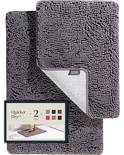 BELADOR Bathroom Rugs Sets 2 Piece- Plush Bath Mat Set Quick-Dry Soft Chenille Mat with Rubber Backing, Absorbent Rug Set, Washable Bath Rugs - Bath Mats 24x17 + 30x20