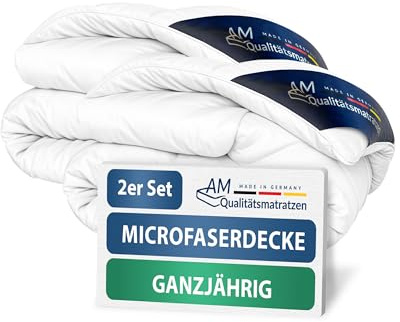 DormiGood Premium Mikrofaser Ganzjahresdecke 135x200 2er Set - Made in Germany - Allergiker Bettdecke 135x200 2er Set mit Sensofill Füllung - Oeko TEX zertfizierte Decke mit Bezug aus 100% Baumwolle