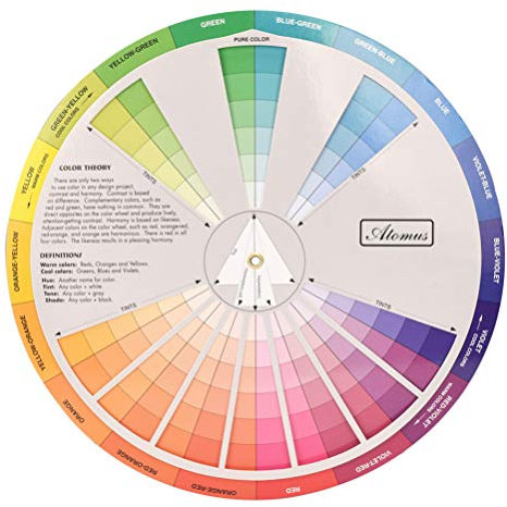 COHEALI Gradient Color Wheel Chart Color Mixed Guide Pocket Tool The Color Wheel Makeup Palettes Color Chart Color Board Chart Color Learning Card Iron Painting Rotatable to Rotate