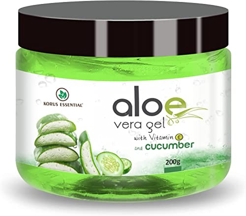 Gel d'aloe vera pur avec concombre et vitamine E | pour la peau et les cheveux – Paquet de 200 g