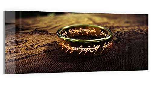 DEQORI Glasbild Echtglas | Motiv Der eine Ring (HdR) | horizontal einteilig 150x60 cm | schöne Dekoration | Wandbild für Wohnzimmer, Schlafzimmer, Flur & Küche | moderne Wanddeko