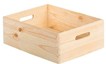 Caja de almacenaje de madera maciza de pino sin tapa 14x40x30cm