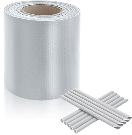 Izrielar Sichtschutzstreifen Doppelstabmatten Zaun inkl. 30 Befestigungsclips, 35m x 19cm Zaunfolie Sichtschutz Blickdicht Windschutz - Grau