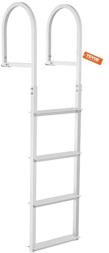 VEVOR Scaletta per Pontile, 4 Gradini Rimovibili, Scaletta per Pontone in Lega di Alluminio, Carico Massimo 226 kg, Scaletta Antiscivolo Gradino 78 mm Scale Alluminio per Imbarco Barca, Lago, Piscina