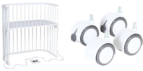 babybay Boxspring Beistellbett aus massivem Buchenholz/Kinderbett Höhe stufenlos verstellbar & umweltfreundlich & Rollensatz Parkett/Rollen passend Modelle