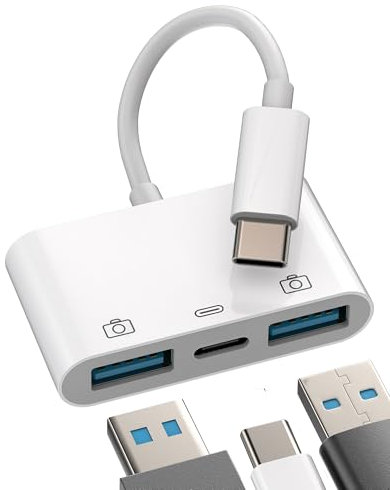 Adattatore di ricarica USB C a doppia spina USB A 3.0 (3 in 1) tipo C OTG adattatore di ricarica presa presa Thunderbolt jack accessorio compatibile per Samsung MacBook Air iPad Pro caricatore rapido