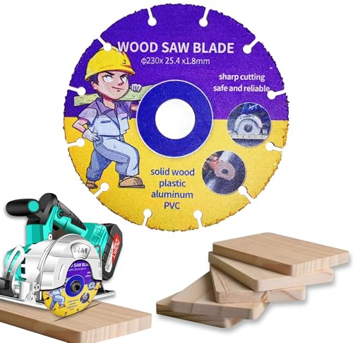 Kizaten Disco de Corte para Madera,230mm Disco de Corte Carbide Multi Wheel,Cuchillas para Madera de Amoladora Angular para Cortar Maderas,Contrachapado,Caucho,Clavos