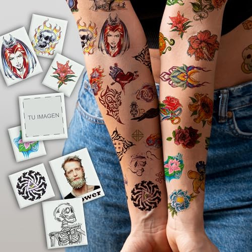 Yatatu - 25 Calcomanías Personalizadas de 4x4 cm con tus Diseños o Fotos Preferidas - Ideales para Fiestas, Bodas y Cumpleaños - Tatuajes temporales