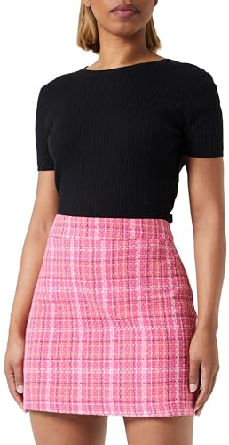 Trendyol Falda Recta para Mujer a Cuadros/Cuadros Mini lápiz, Fucsia, 38