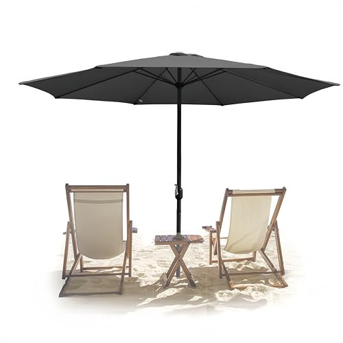Tubiaz Sonnenschirm 350cm Groß Gartenschirm Wasserabweisende Ampelschirm ohne Ständer,UV-Schutz 30+ Parasol mit Handkurbel Marktschirm für Balkon Garten Terrasse,Anthrazit