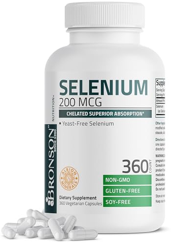 Bronson Selenium 200 mcg – Yeast Free Chelated Amino Acid Complex - Essential Trace Mineral with Superior Absorption, 360 Vegetarian Capsules