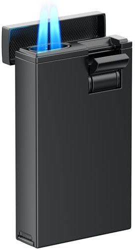 VVAY 2 Jet Flame Gas Lighter, Adjustable Flame, Butane Refillable, Sold without Gas