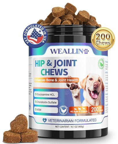 Joint Supplements For Dogs - Dog Joint Supplements 200Pcs Hip & Joint Care For Dogs Joint & Hip Treats with Glucosamine & Chondroitin, MSM, Lipid Mussels Joint Care Chews For All Breeds Chicken Flavor