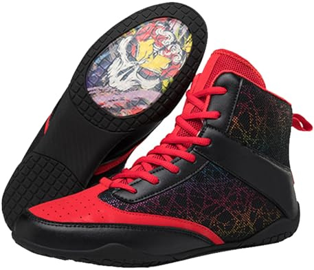 Kraftpaid Zapatos de Boxeo,Calzado de Entrenamiento de Combate,Antideslizantes Zapatillas de Lucha Libre,Zapatillas De Deporte De Boxeo,Respirable,para Deportes,Combate,Wrestling,Fitness,Marciales