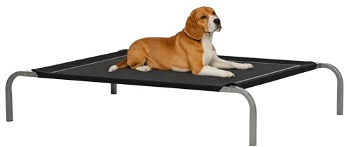 PawHut Lit pour Chien Chat XL Grand Confort sur Pieds lit de Camp 110L x 75l x 20H cm textilène Micro-perforé Noir