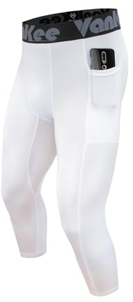 VanKee Pantalon De Compression 3/4 avec Pochepour Hommes Legging De Sport à Évacuation d'Humidité Séchage Rapide Base Layer Long Tight Conçu pour Basket-Ball Football Et Fitness