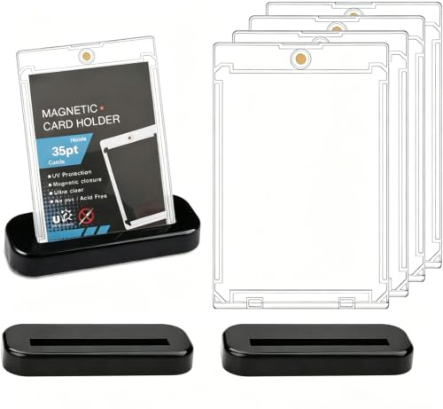 4 Piezas 35pt Magnéticas Tarjetero, Protección UV Magnetic Card Holder | Transparentes Fundas Cartas Magnéticas 35pt, Tarjetero Magnético Trading Card mit 4 Sammelkarten para Deportes,BéIsbol,Fútbol