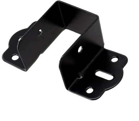 2 staffe di collegamento per letto a forma di U, robusti fissaggi in acciaio inox con rivestimento nero, per trave di supporto centrale nella testiera e nella pediera (35 mm)
