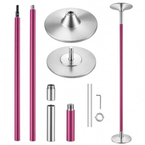 Barre de Pole Dance Amovible, Modes Statique et Rotatif, INOX, réglable en Hauteur pour Club, Salle de Sport et Maison