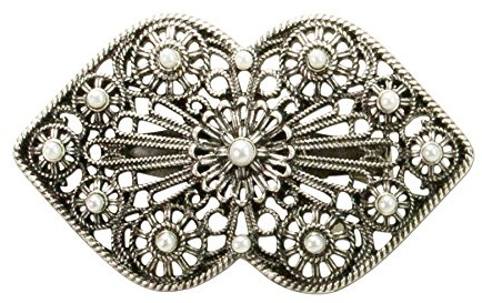 Heimatflüstern Broche de Blusa con Perlas - Broche de señora para Traje Tradicional, Broche para Blusa Tradicional y Broche de Blusa para Oktoberfest (Color Plata Antigua)