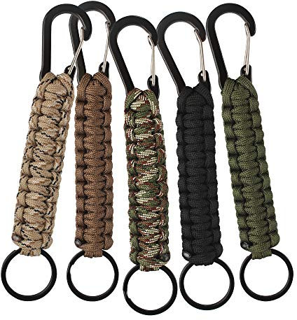5 Stück Schlüsselanhänger Paracord Outdoor mit Karabinerhaken Schlüsselbänder Outdoor Paracord Schlüsselanhänger für Fahrradfahren Bergsteigen Camping Wandern Reisen