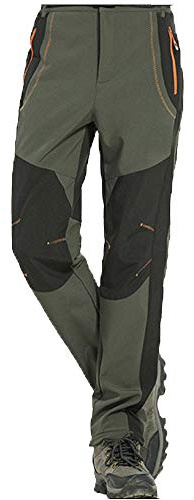 Uomo Donna Impermeabile Pantaloni da Trekking Sci Neve Arrampicata Escursionismo Outdoor Pantaloni Softshell Fodera in Pile Pantaloni Antivento Caldo Femmina Verde Militare M