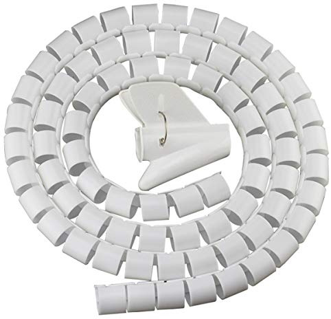 BuxiuGK Cable Espiral,Cable Flexible en Espiral 28MM*2M,para Cable en Casa u Oficina TV,Computadora,Blanco