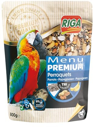 Riga - Menu Premium pour Perroquets - Mélange de Graines, Céréales, Fruits Et Noix - Riches en Vitamines Et Minéraux - Élaboré par des Vétérinaires - 1 kg