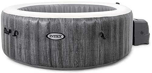 Intex PureSpa Greywood Deluxe 6 Person Inflatable Hot Tub Spa - 170 Bubble Jets, WiFi App Control, 2200W Heater, Hard Water System, 216cm