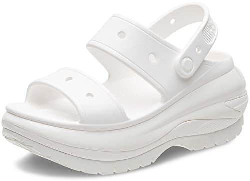 Crocs Unisex-Erwachsene Classic Mega Crush Sandalen | Plateau-Sandalen, Weiss/opulenter Garten, 38/39 EU
