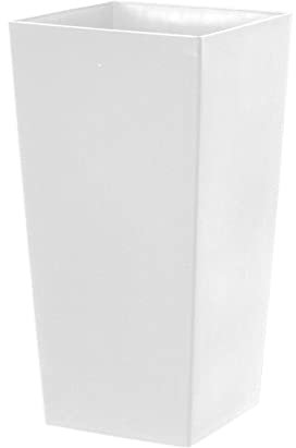 simpa 27L Large Square Milano Grande Planter Pot - WHITE Single Pot - 51cm (H) x 26.5cm (W) x 26.5cm (D)
