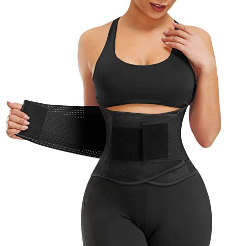 VITOMOR Midjetränare för kvinnor viktminskning midjetrimmer cincher bantning skulptur touch svettbälte för magkontroll träning fitness, unisex, A-svart, L