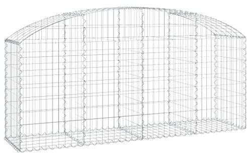 vidaXL Arched Gabion Basket Cage Mesh Wire Stone Basket Outdoor Spiral Retaining Wall Planter Garden 200x50x80/100 cm Galvanised Iron