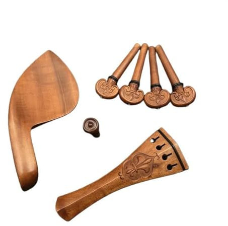 4/4 Geigenzubehör in voller Größe, geschnitztes Geigenteile-Set, Saitenhalter, Wirbel, Kinnhalter, Endpin, Perlenschalen, Einsatz aus Schlangenholz Geigenzubehör (Color : Jujube 2)