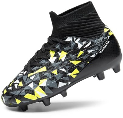 DREAM PAIRS Kids Botas de Fútbol de Caña Alta Sala Niños Transpirables Unisex Zapatillas de Fútbol Deportivas para Exteriores,Size 38.5,Negro/Neón/Verde,SDSO2402K
